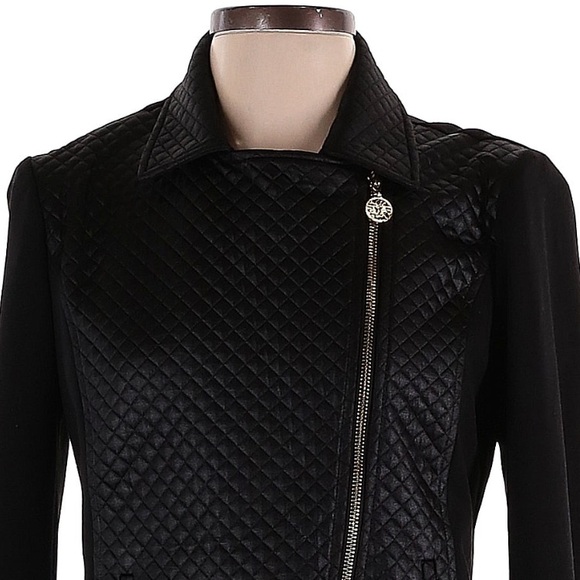 Anne Klein moto Black Quilted Jacket size XS - Picture 5 of 9